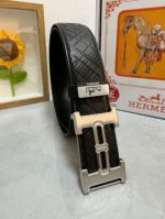 1:1  Hermes  Black Leather Belt  with Silver"H" buckle Buckle with Small Design 3.8cm